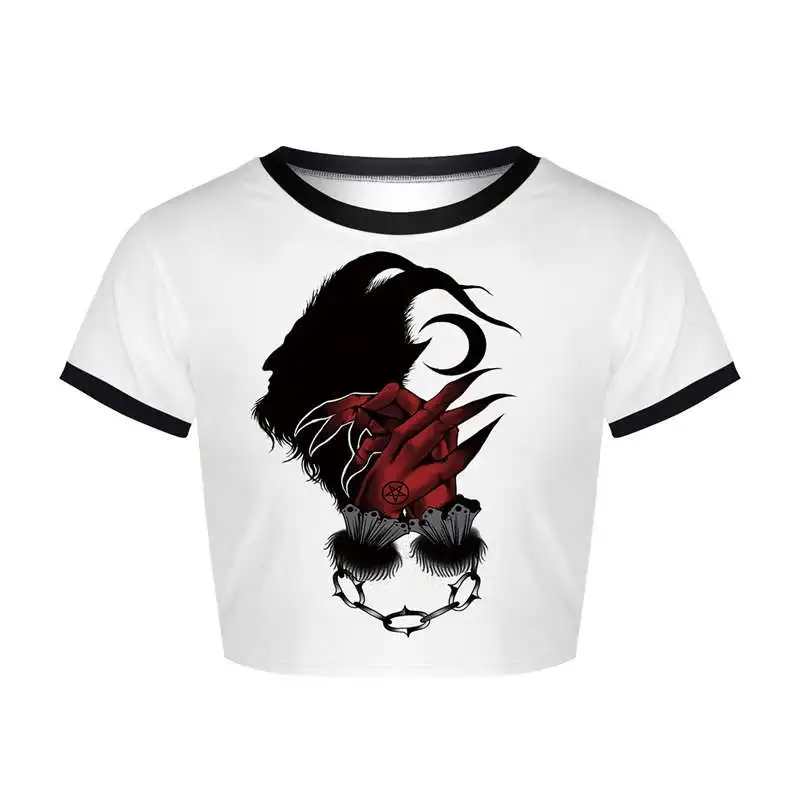 B105718 Summer Rock Punk T Shirt Women Streetwear Skull Unicorn Printed Short Sleeve Loose Black Harajuku Brand Tee Shirt Femme Top - Цвет: B105718