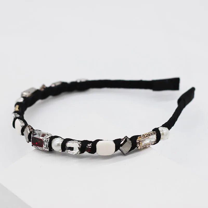Baroque simple small particle geometry rhinestone pearl dance street shooting leisure travel headband 952