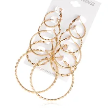 DIEZI Модные Простые золотой обруч Комплект сережек для женщин Bijoux