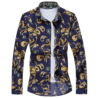 Leappls, плюс размер, 6XL, 7XL, рубашки, Мужская одежда, модная, с рисунком парусника, с длинным рукавом, мужская рубашка, camisa, повседневная, гавайская рубашка, мужская, Новинка - Цвет: 3