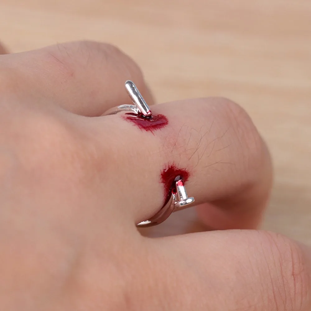 Halloween Statement Open Rings Scare Puncture Nail Ring Men Women Special Jewelry Gift for Friends #280506 | Украшения и