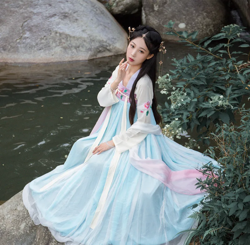 Hanfu костюм для китайских танцев, традиционный сценический наряд для певцов, женское Старинное платье, народный фестиваль, одежда для выступлений DC1133