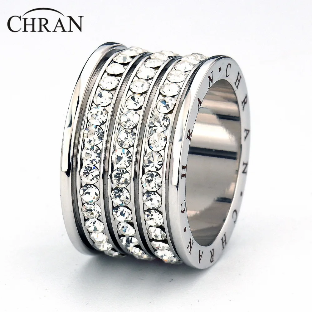 Chran Fashion 3 Pave полный кристалл большие свадебные кольца для женщин романтическое кольцо с кубическим цирконием Bague Femme Золотое женское кольцо