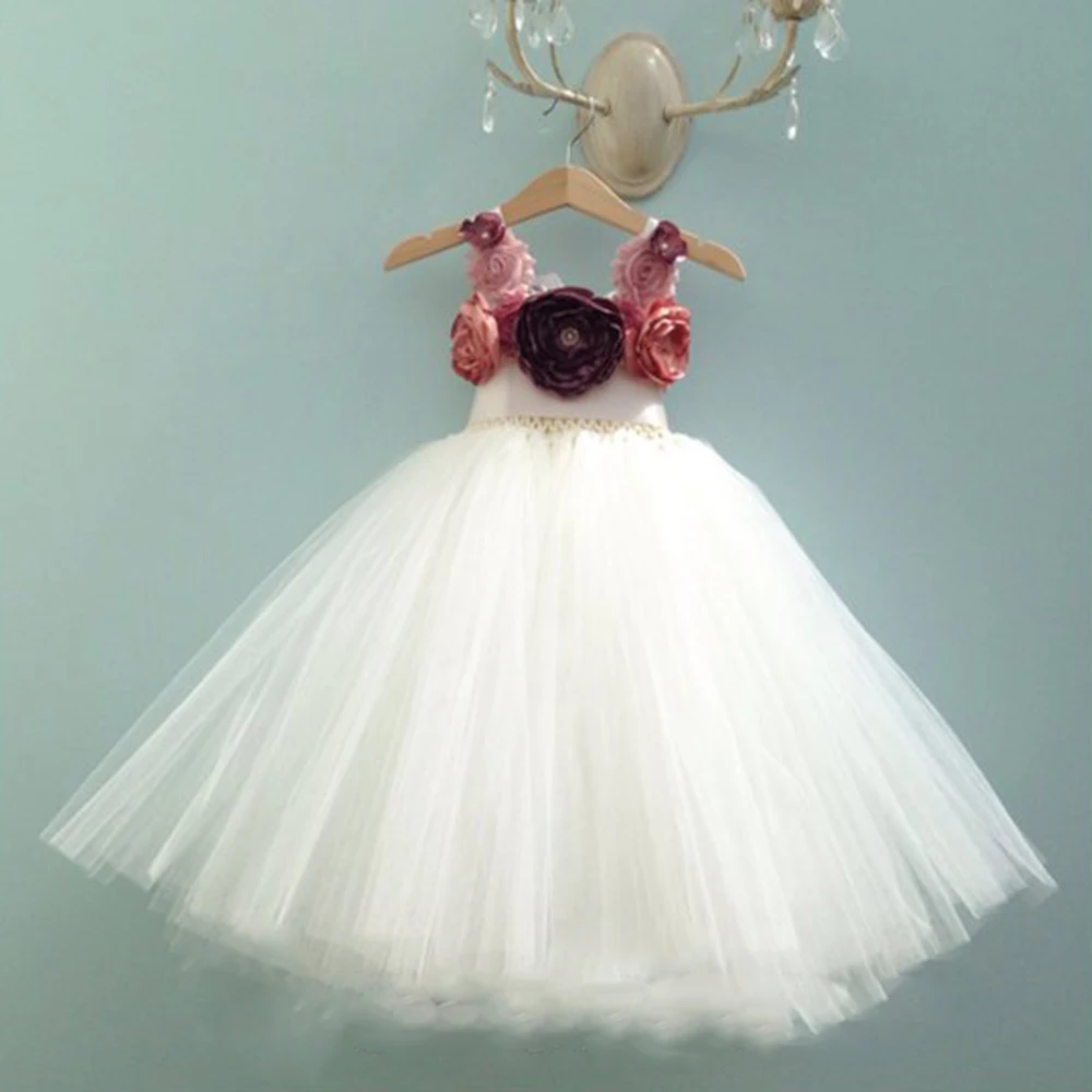 Платье-пачка для девочек длинное винтажное розовое пышное свадебной вечеринки |