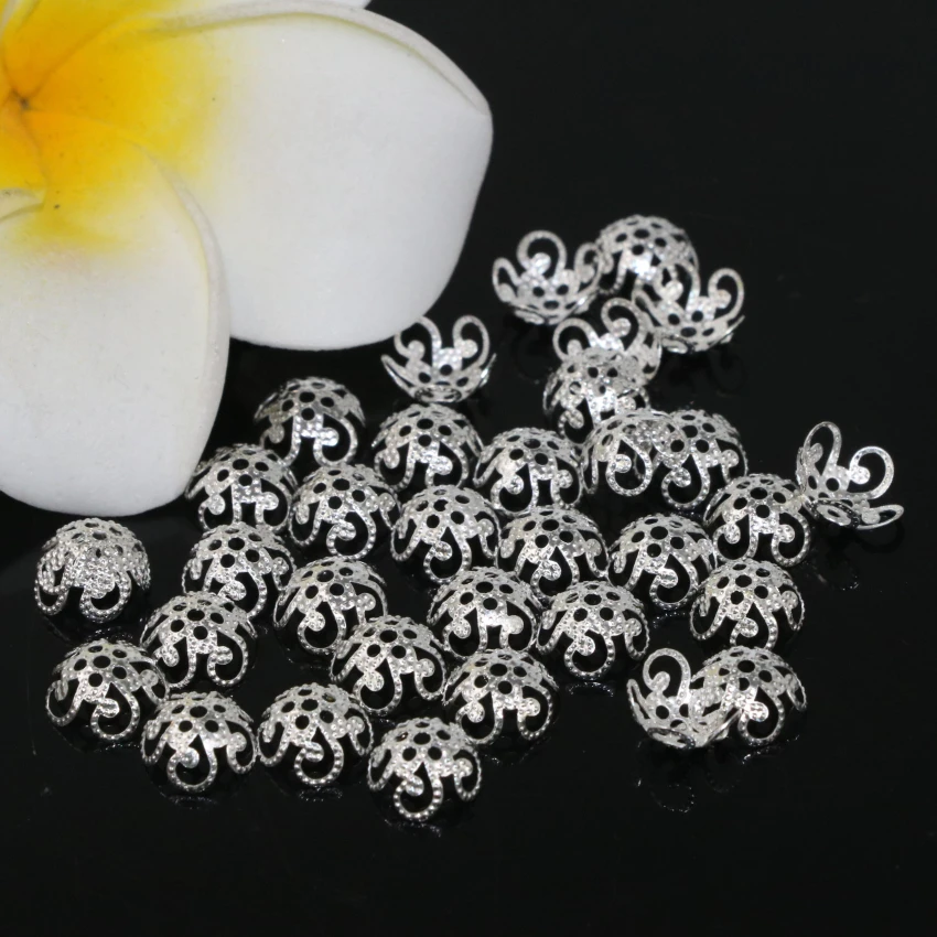 

High quality silver-color 200pcs/lot wholesale price flower shape bead caps accessories spacers beads 8mm jewelry making B2548
