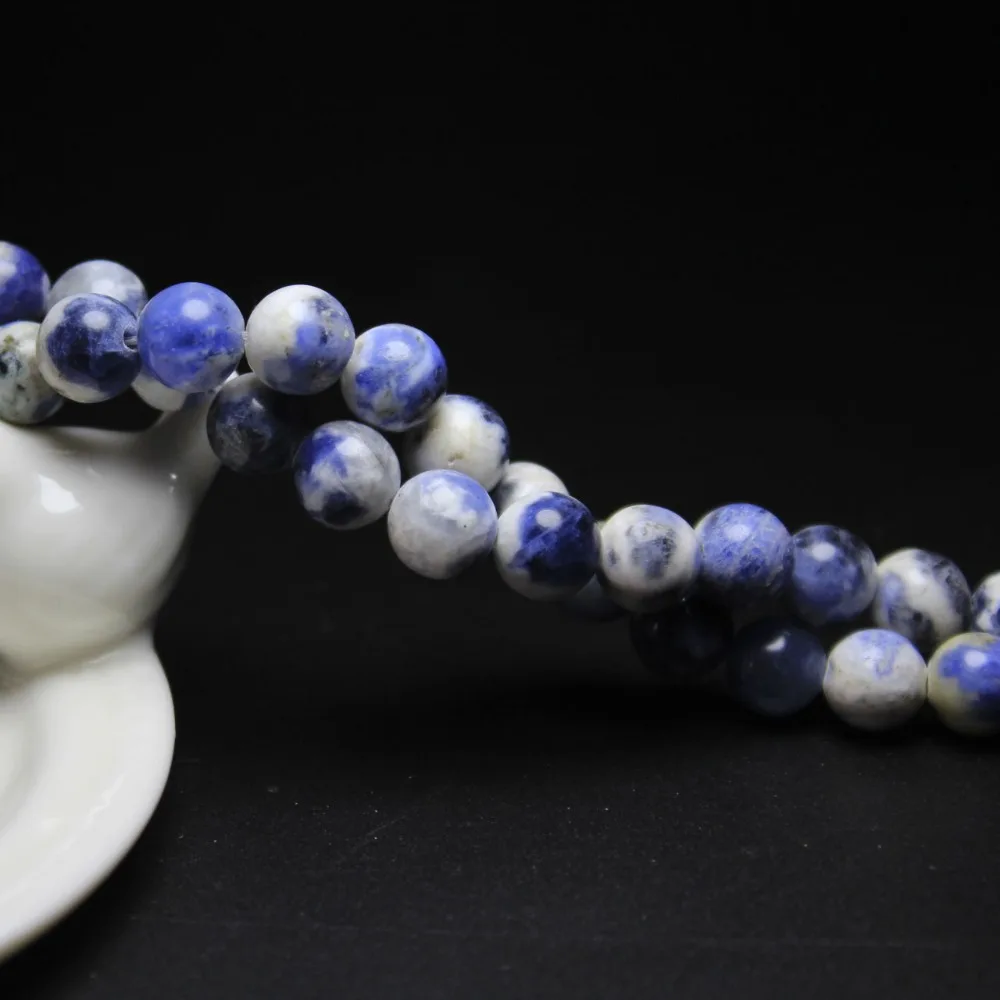 AAA + натуральный белый цветок синие жилы бусины из кальдалита материал браслета 4/