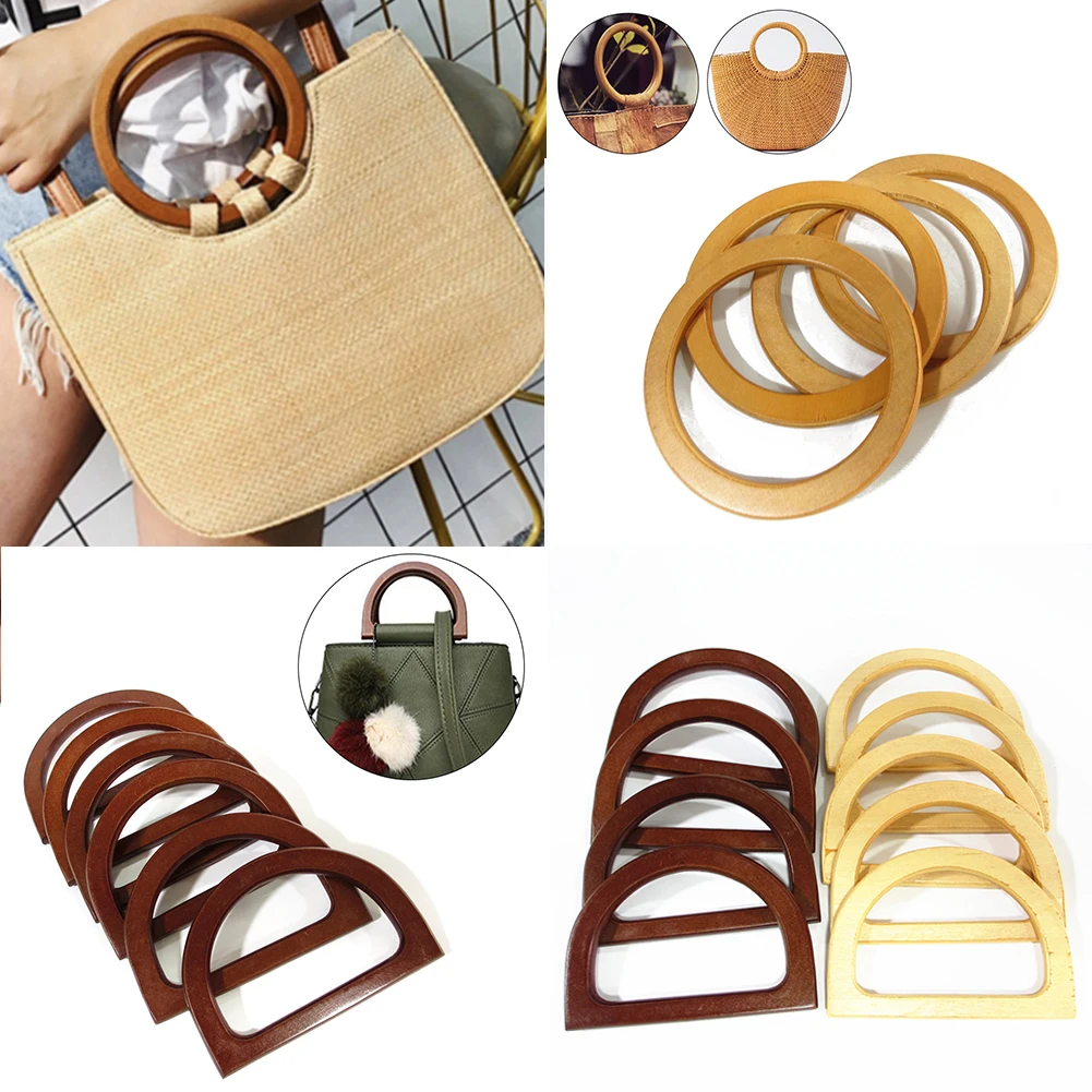 

Round Wooden Bag Handles Fashion Handle For Handmade Handbag DIY Tote Purse Frame Replacement DIY Handle Accessories For Bags