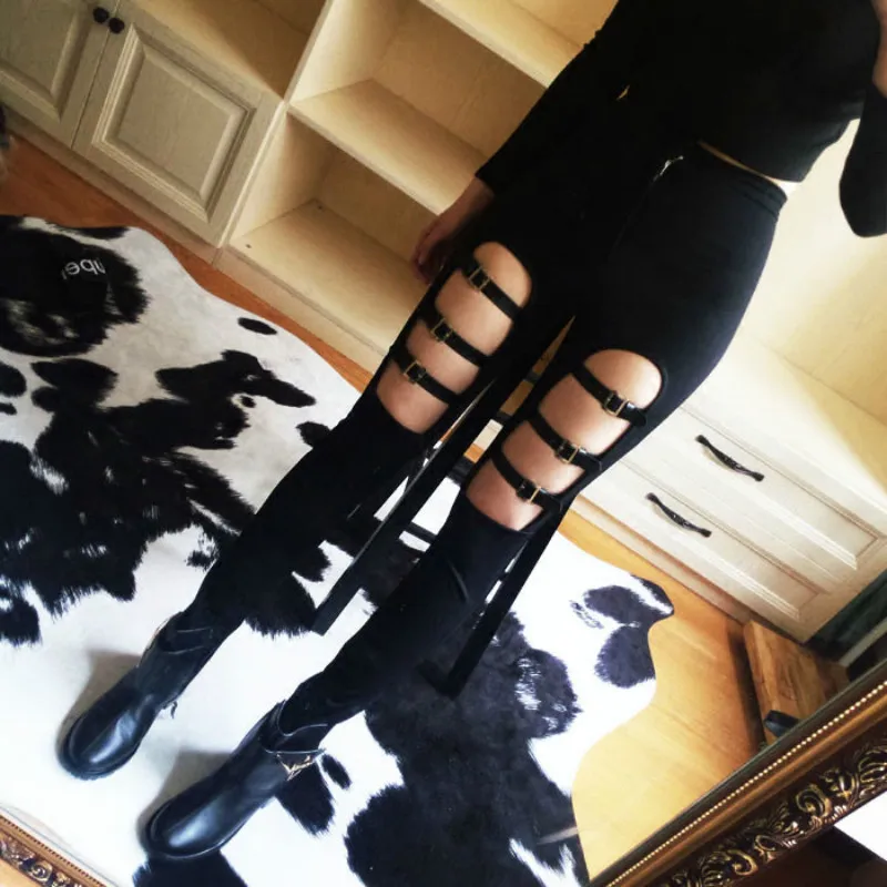 Женские леггинсы в стиле панк обтягивающие брюки карандаш облегающие хит продаж