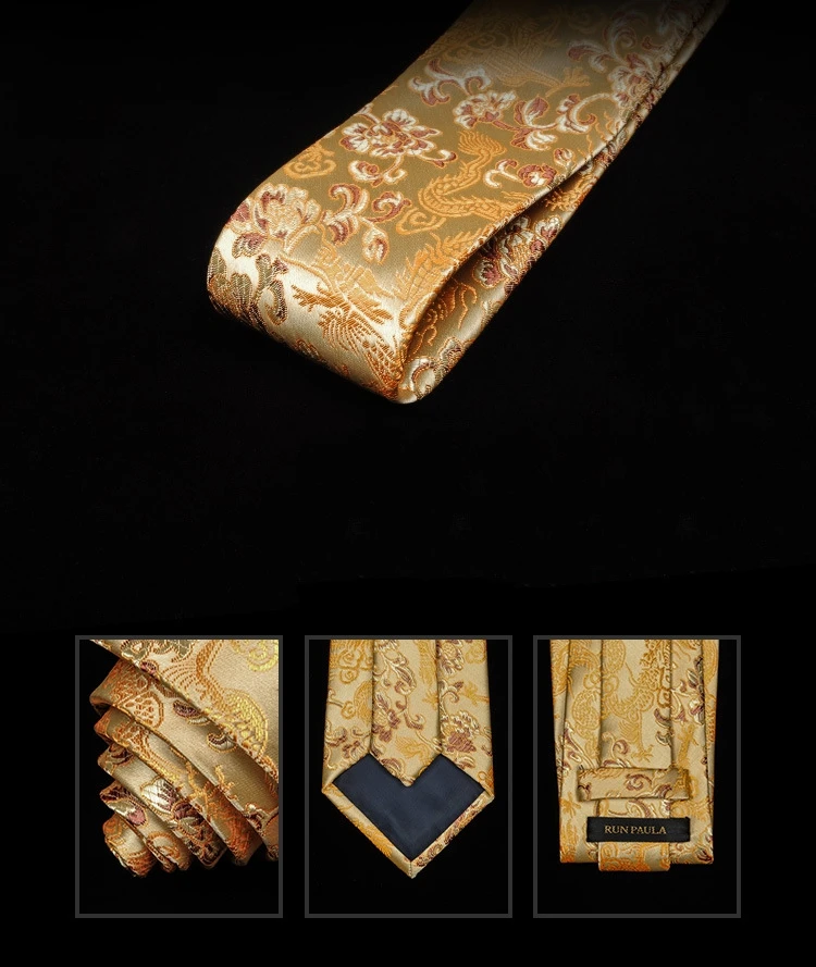 Роскошные мужские шелковые галстуки 9 см модные деловые Ретро Китайский дракон