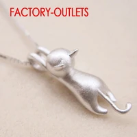 925 sterling silver bridal pendant necklace for decoration fashion jewelry cute cat shape women girls party engagement