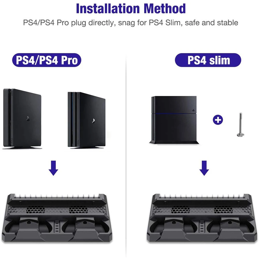 Подставка для консоли PS4/Pro/Slim охлаждающий вентилятор контроллер зарядное