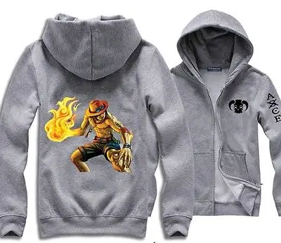 2016 Аниме one piece Ace Своих мужчины мода Досуг С Капюшоном Толстовки Бесплатная