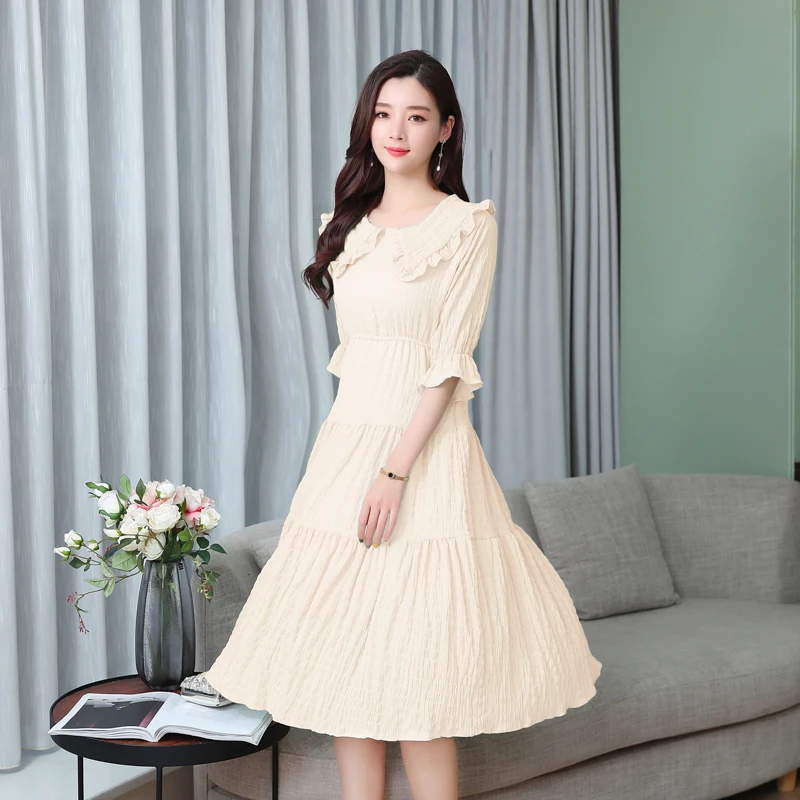 Women Vintage Cute Chiffon Girls Dress Party Midi Office Elegant Lady Vacation Summer Beach Casual Korean Runway Vestidos | Женская