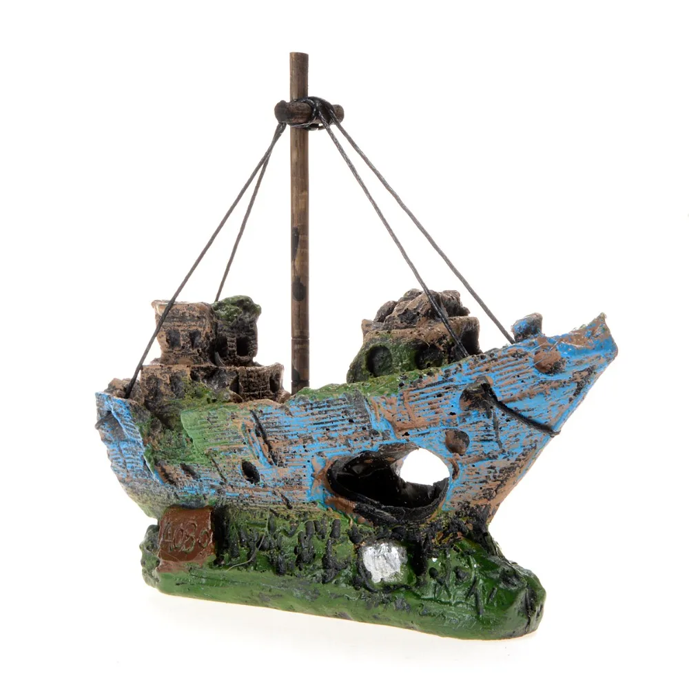 

Saim 2019 New Resin Pirate Ship Sailing Boat Sunk Corsair Ship Shipwreck Beautiful Decor for Aquarium Fish Tank Decoration