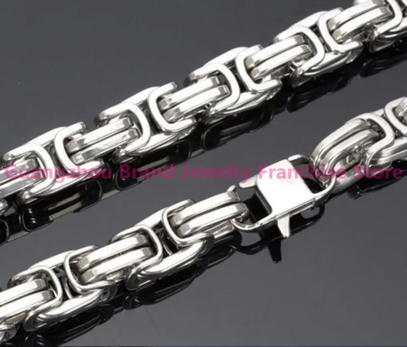

12/15cm width Gold Silver Two Color 316L Stainless Steel Byzantine Box Mens Boys Chain Necklaces 7"-40" Heavy Jewelry party gift