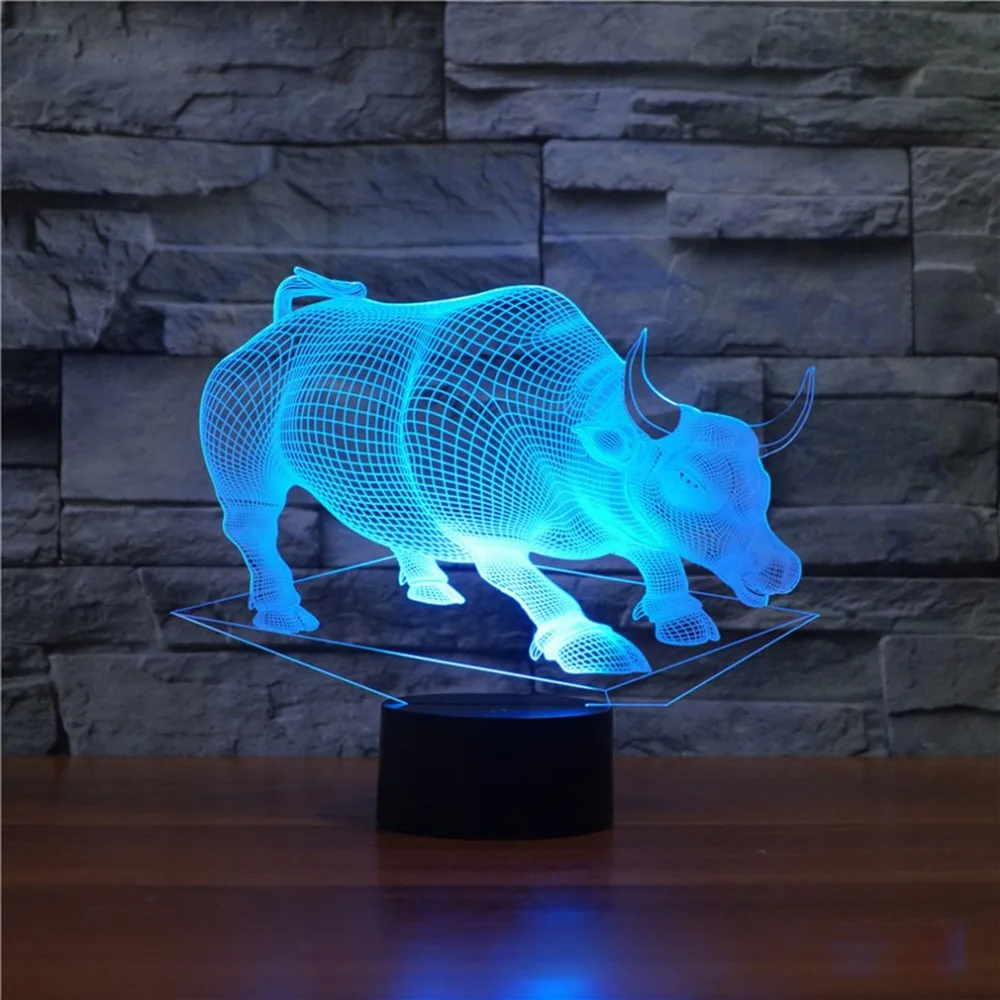 Bull 3светодио дный 3D свет Красочный светодиодный Vision Light подарок атмосфера