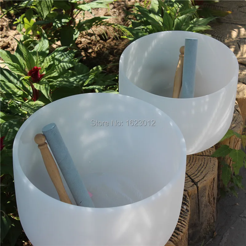 

9" Chakra frosted quartz crystal singing bowls