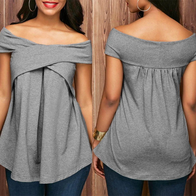 

Fashion Sexy Women's Summer Off Shoulder Tee Tops Ladies Sleeveless Casual T-Shirts Loose Tops T Shirts 2019 High Quality