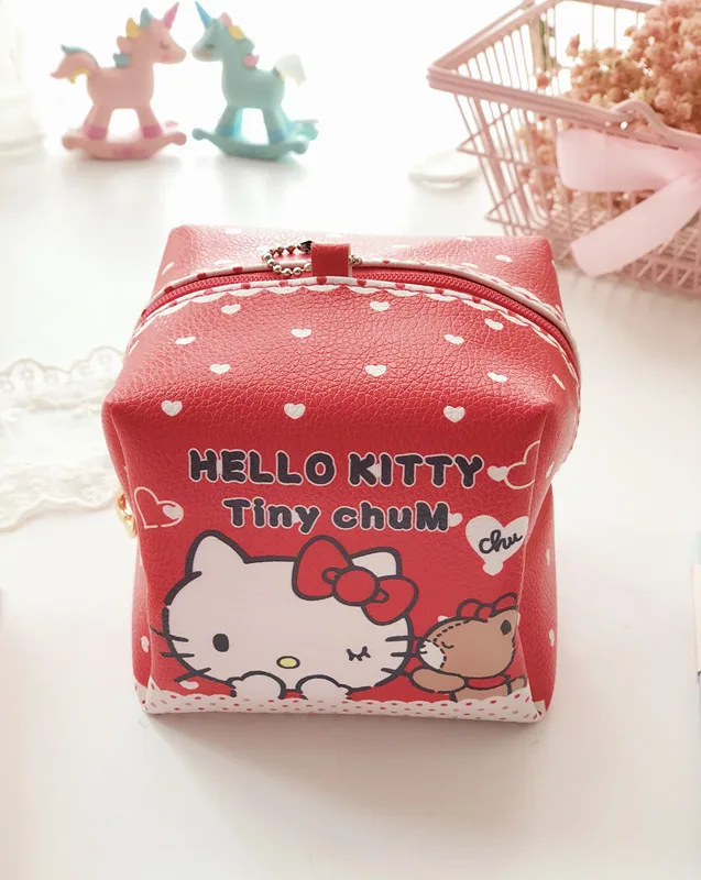 Новая квадратная сумка для хранения Hello kitty из ПУ кошелек на молнии косметичка EX