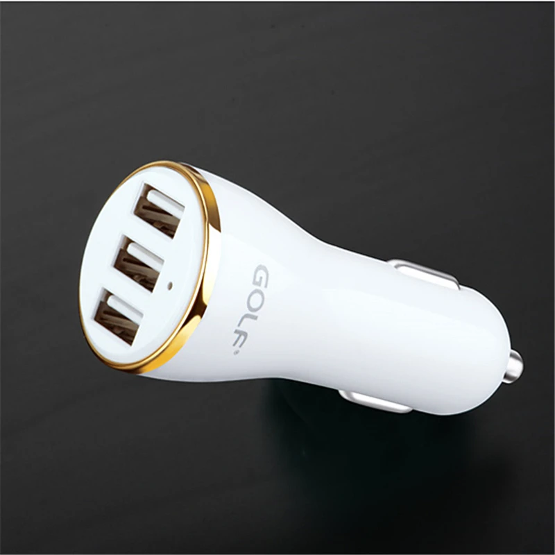 Автомобильное зарядное устройство GOLF с тройным USB портом для iPhone iPad Samsung LG Moto Nokia