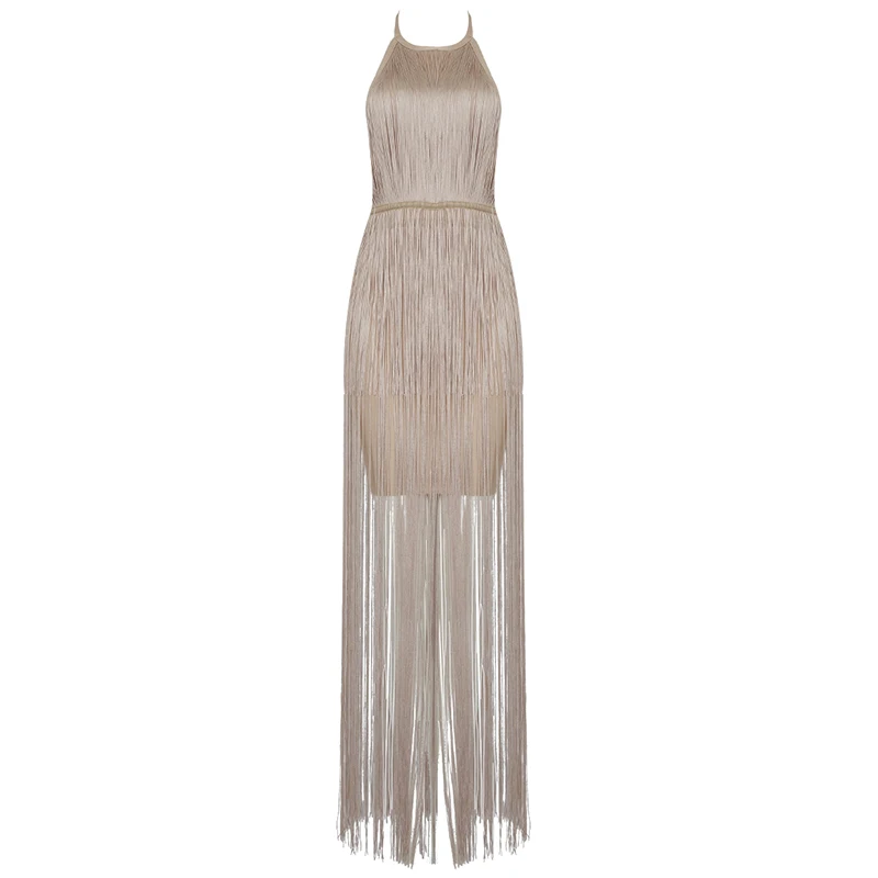 Женское длинное платье с кисточками Deavogy вечернее открытой спиной Бандажное 2019 |