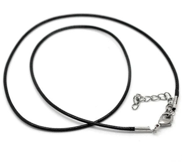 20PCs Lobster Clasp Black Waxen Cord Necklace 47cm(18-1/2&quot) 1.5mm High Quality For Jewelry Making DIY Accessories | Украшения и