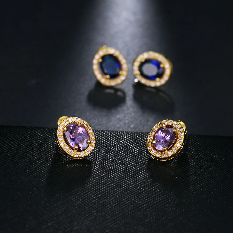 Модные милые фиолетовые серьги EMMAYA с фианитами для женщин детей девочек