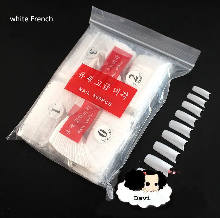 Искусственные накладные ногти прозрачные натуральные белые