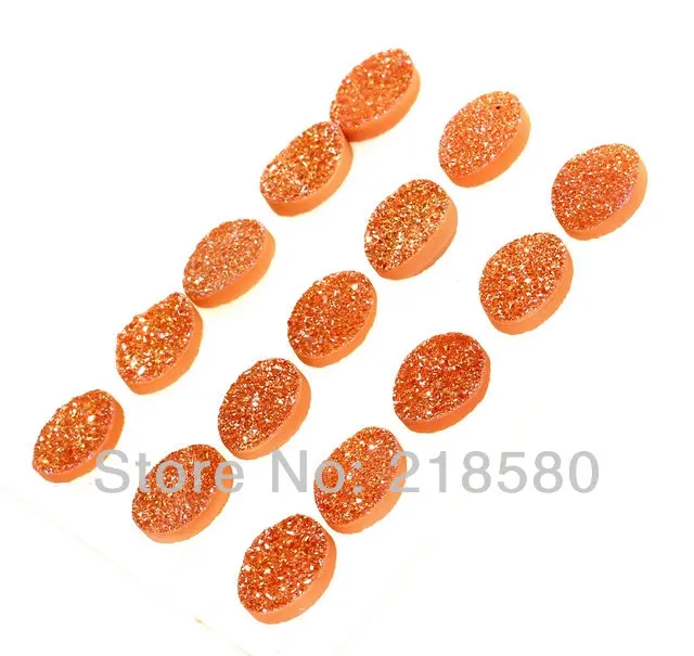 

H-DCB26 25pcs Peach Orange Quartz Oval Drusy Druzy Cabochon Beads 13mmx18mm