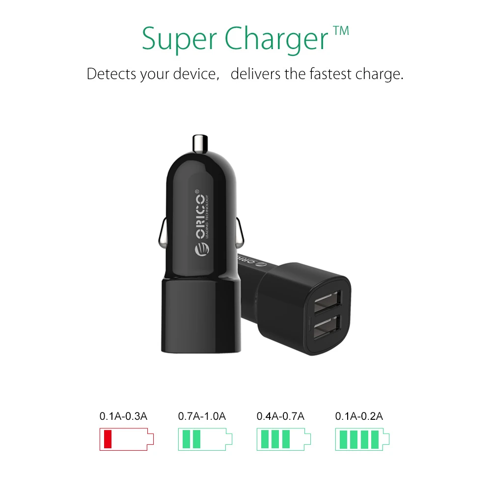 Автомобильное зарядное устройство ORICO 2 порта Mini USB 50 см кабель для передачи
