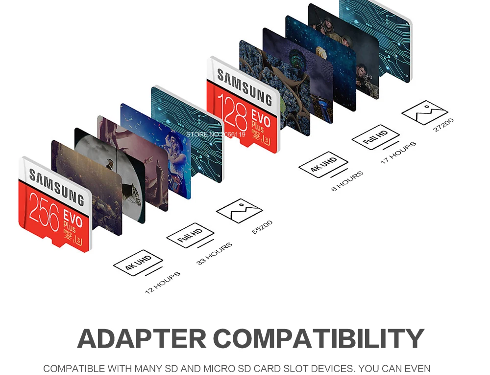 Карта памяти SAMSUNG 32 Гб SDHC 64 Гб micro sd 128 ГБ 256 ГБ SDXC EVO+ Class 10 C10 UHS TF Транс флэш Microsd карта памяти
