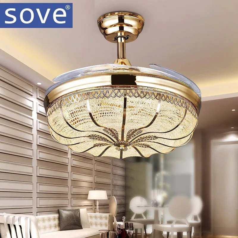 36 дюймовые современные светодиодные потолочные вентиляторы с кристаллами