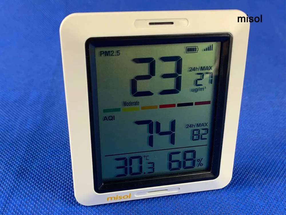 MISOL/PM2.5 тестер качества воздуха монитор Беспроводной, с внутренней температурой и влажностью, на солнечных батареях