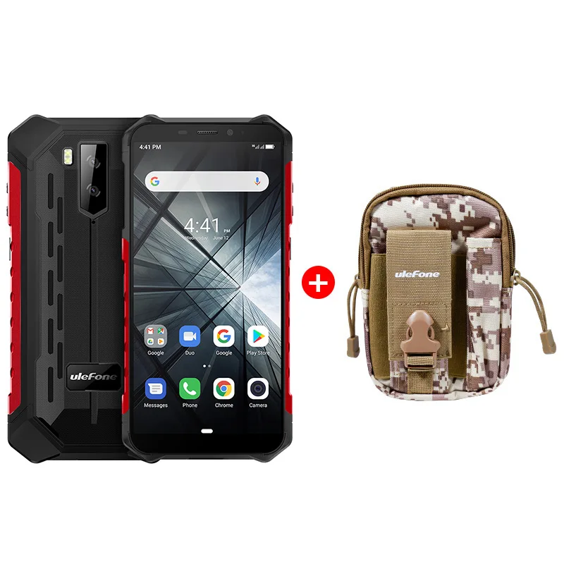 Ulefone Armor X3 прочные телефоны Android 9,0 IP68/IP69K водонепроницаемый 2 ГБ 32 ГБ MT6580 5,5 дюйма HD+ 8MP 5000 мАч Лицо ID 3g смартфон - Цвет: Red add bag