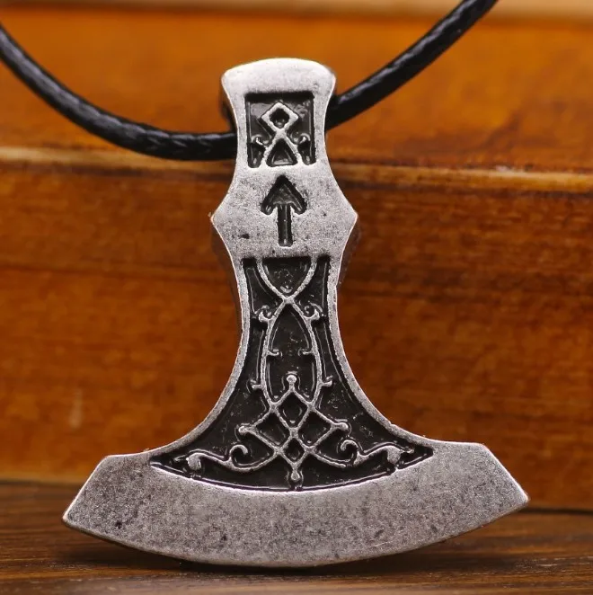 Vintage Nordic топор Perun тотемная подвеска Antique Silver Руна викингов Norse ожерелье