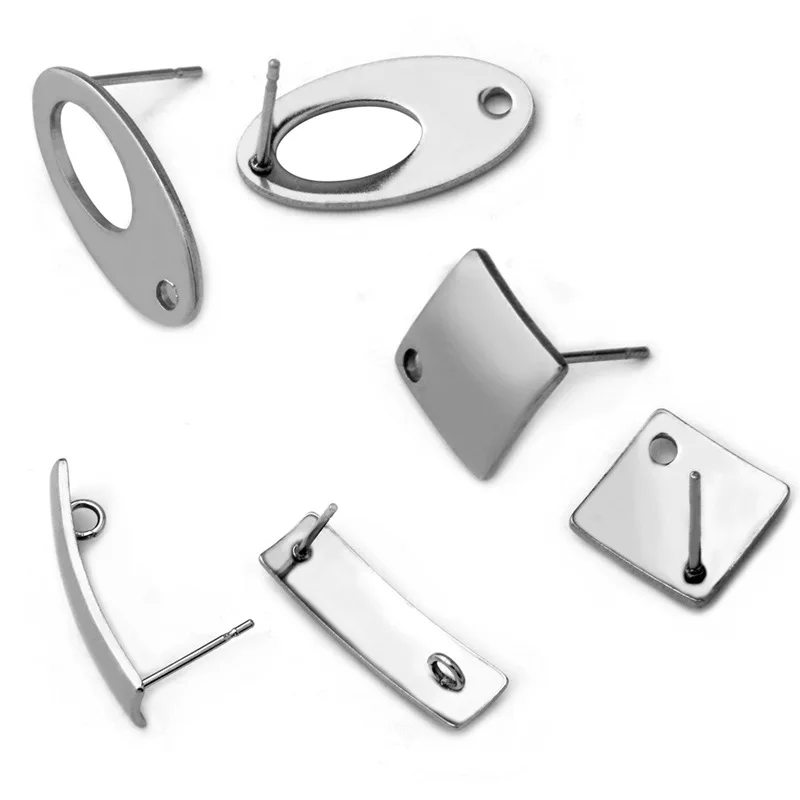 

100pcs Stainless Steel Square Earrings with Hanging Hole DIY Earring Finding