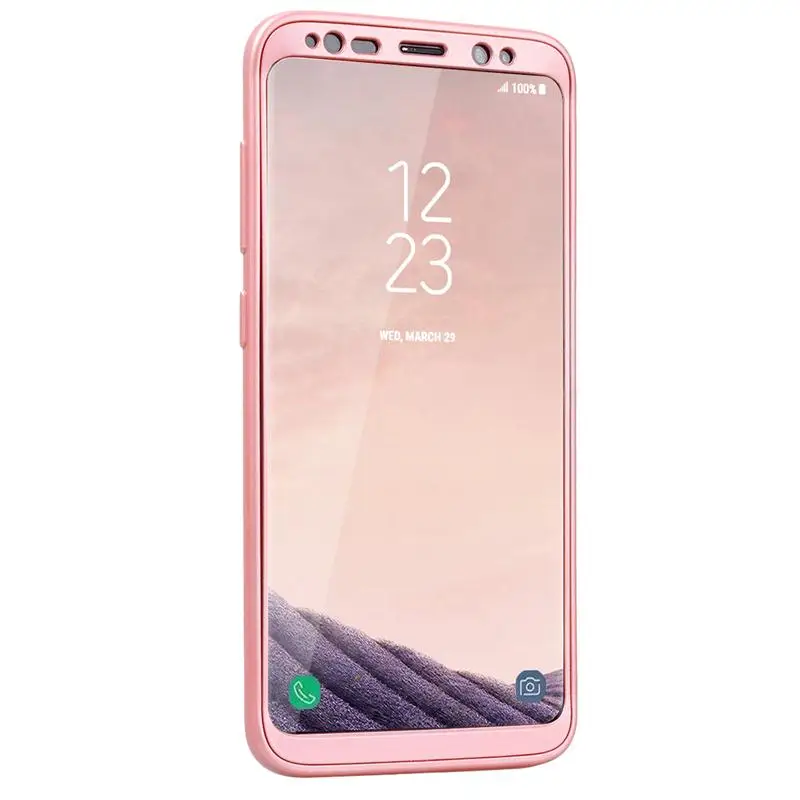 YOKATA для Samsung Galaxy S8 плюс 360 градусов полный защитный Coque 2 in1 все включено из розового