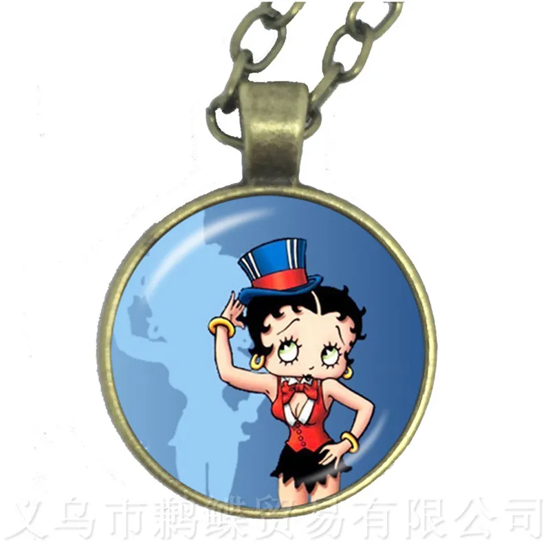 Новое поступление 2018 серия Betty Boop 25 мм круглый стеклянный кабошон ожерелье ручной