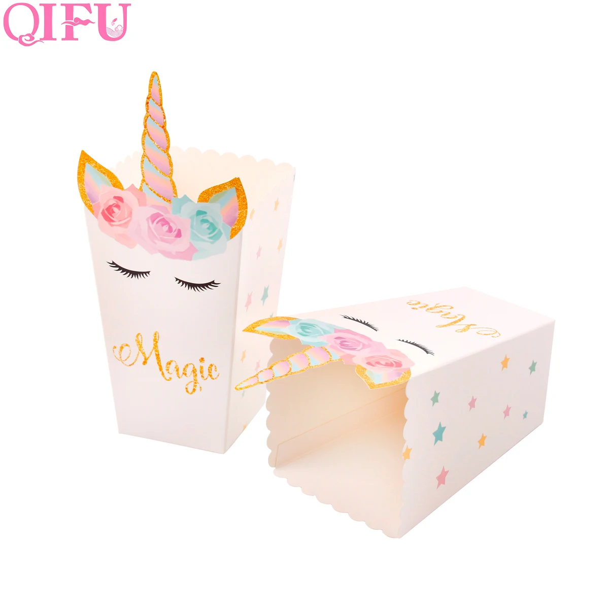 QIFU 6 шт. сумка для попкорна с единорогом вечеринки декор коробка Подарочная
