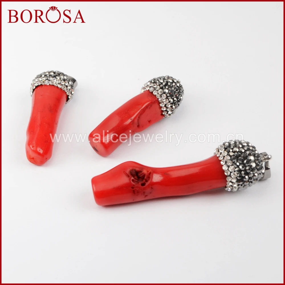 BOROSA Manmade красный коралл очарование Друза кулон из бисера Коралловый каменный
