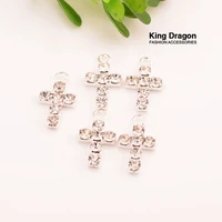 new arrival rhinestone cross pendant embellishment used on craft decoration 20mm 20pcslot silver color kd283