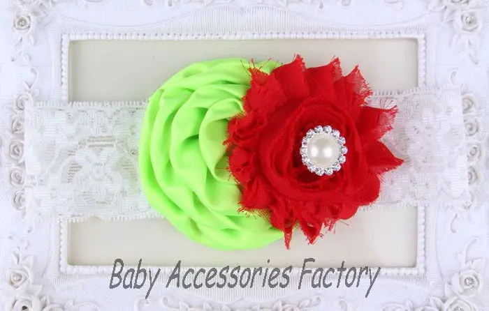 Lovely Kids Lace Headbands With Chiffon Rose Shabby Flower Boutique Rhinestone Hairbands Photography Props Hair Accessories | Детская