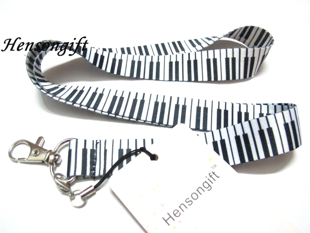 Hensongift пианино значок шнурок для ключей футляры для идентификационных карт пианино ключ шеи ремни с брелоком