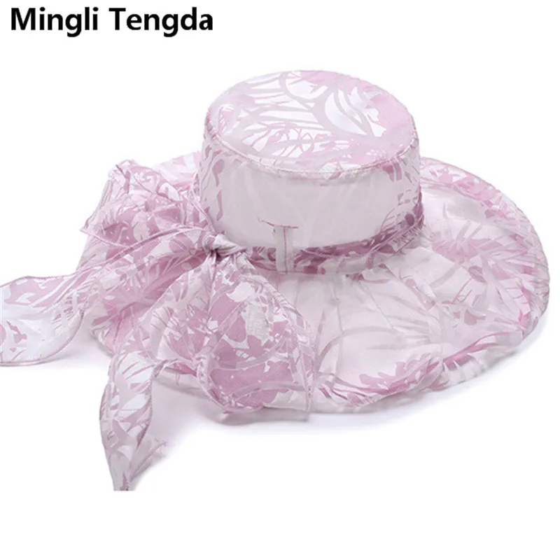 Purple Mingli Tengda новая популярная Свадебная шляпа из органзы с большим бантом, Свадебные шляпы и вуалетки - Цвет: Purple