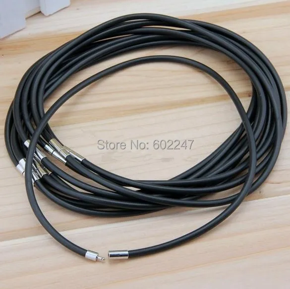 

Genuine 3.0mm Black Rubber Necklace Cord, Wholesales Necklace Cord Findings, DIY necklace Cord Length
