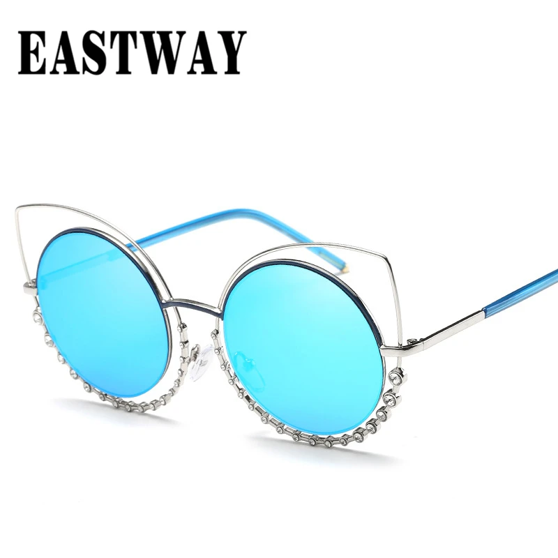 EASTWAY кошачьи уши инкрустированные кирпичное зеркало наружные солнечные очки женские брендовые дизайнерские модные роскошные женский зонт UV400 sunglasse