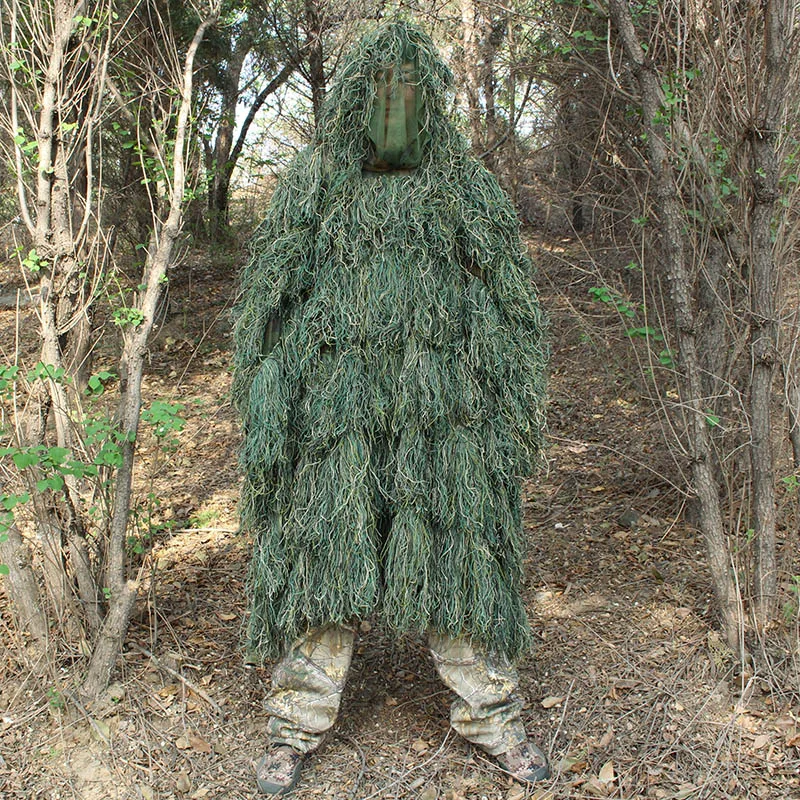 Мужской уличный охотничий костюм Ghillie, одежда Ghillie, топ, мужской Камуфляжный охотничий костюм Gilley, открытый охотничий плащ, пончо