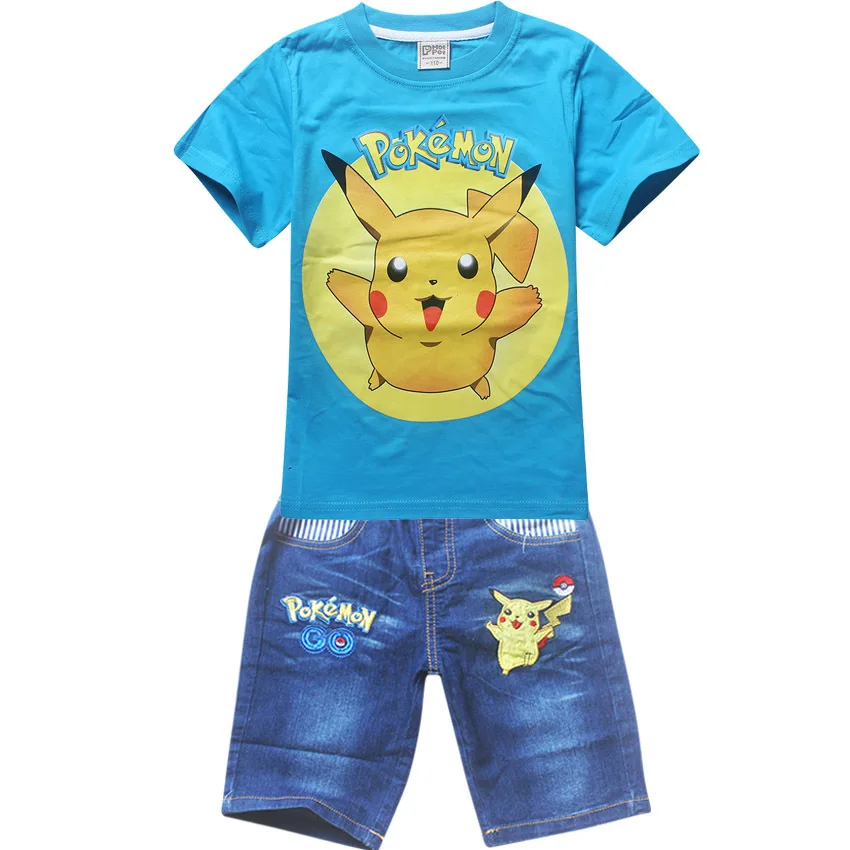 2018 children summer shorts sets baby boys all infant girl pokemon go pikachu clothes for little kids tracksuit costume clothing | Детская