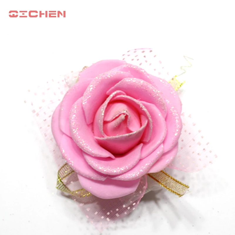 

Wedding Boutonniere Groom Groomsman Pin Brooch Corsage Suit Decoration Artificial Bride Bridesmaid Wrist Flower Satin Rose