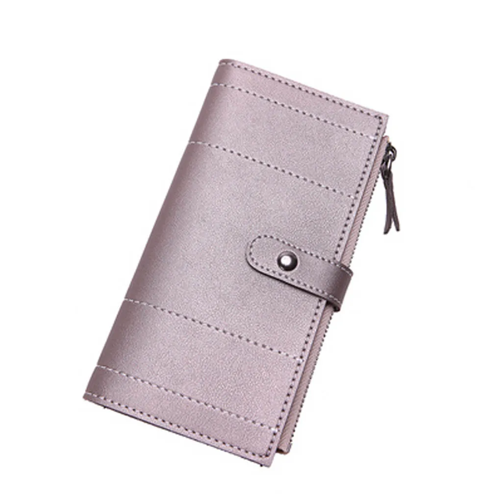 rose gold Женские кошельки в стиле ретро, длинный кожаный кошелек в полоску, кошелек для монет, держатель для карт, сумочка - Цвет: rose gold